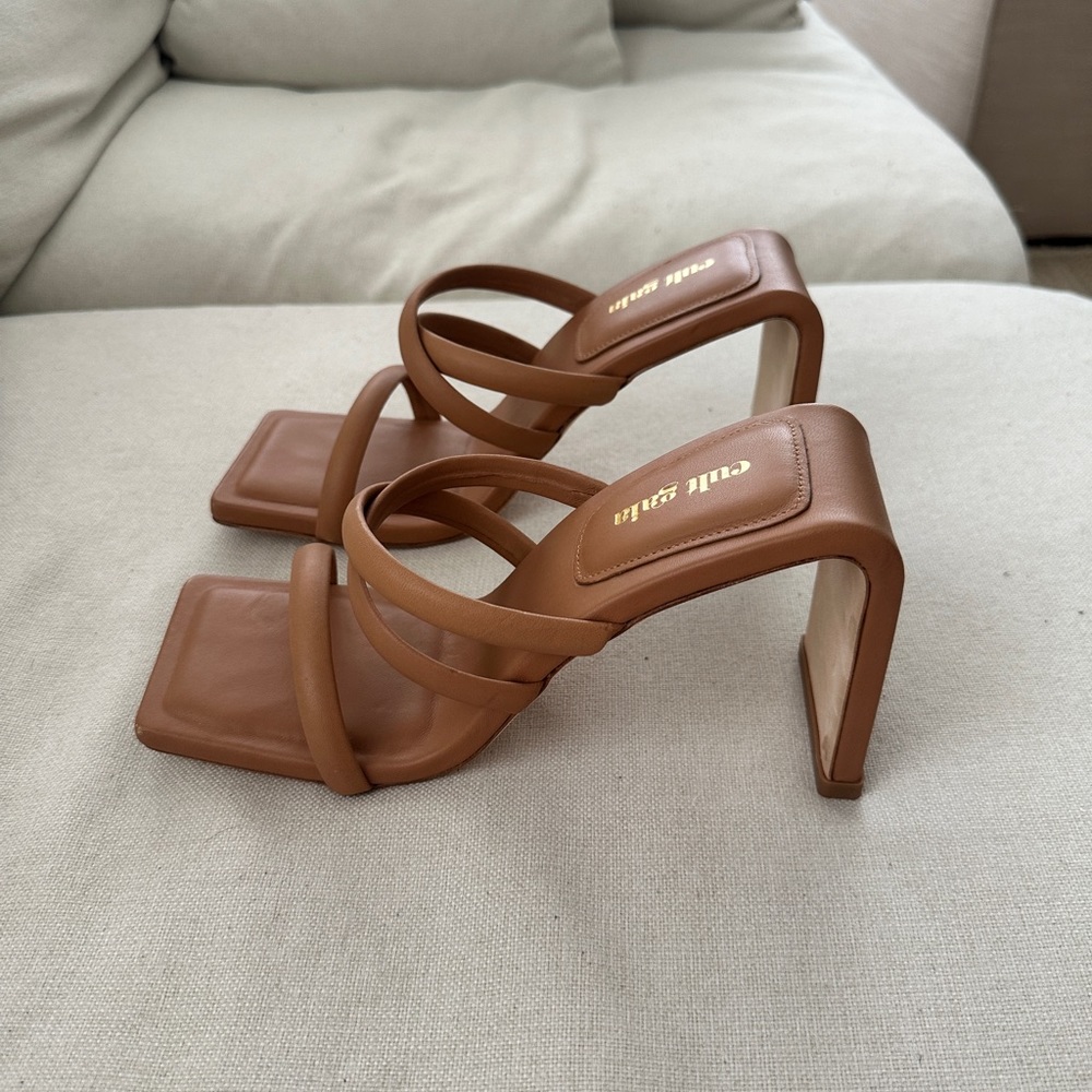 cult gaia Brown Strappy Square-Toe Heeled Sandals - Picture 8 of 13